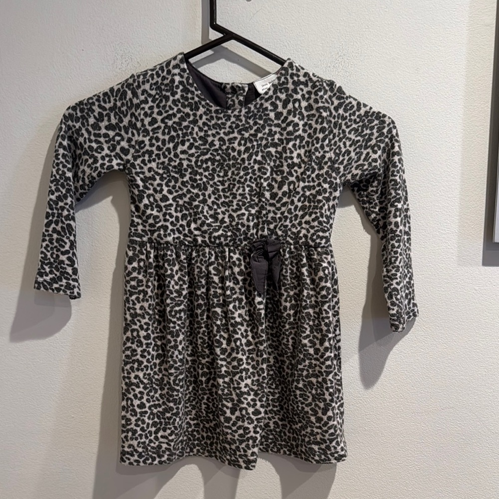 Zara Girls Leopard Casual Dress Size 2/3 Years Old‎ With Bow